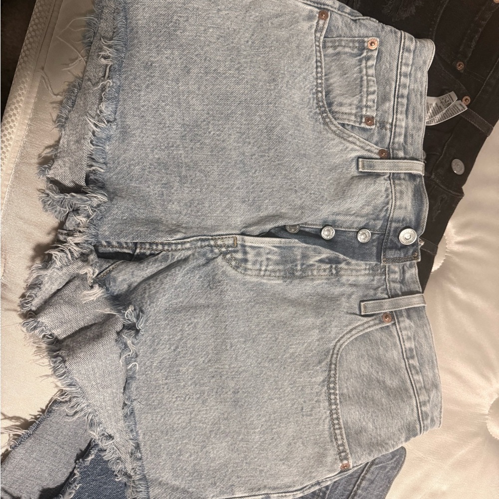 Levi's Women's Jean Shorts - 501 White, Light Blue, Black, Blue - Picture 7 of 13